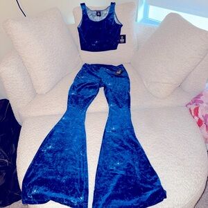 NWT Cross Colours Mineral Wash Flared Pants XL + Cropped Tank Top XL